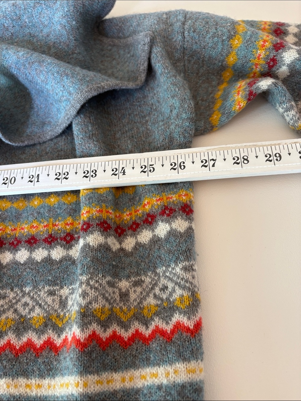 Sundance Fair Isle Open Front Cardigan in Blue Grey Lambswool Blend Size L - Picture 7 of 9